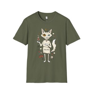 Camiseta turca con estampado de gato de Angora / Camiseta con estampado Ankara, Camiseta unisex de la cultura turca Military Green