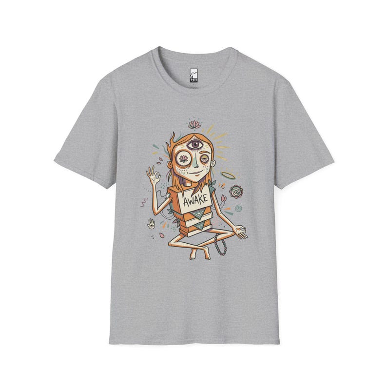 Psychedelic Third Eye T-Shirt | Spiritual Meditation Graphic Tee Sport Grey