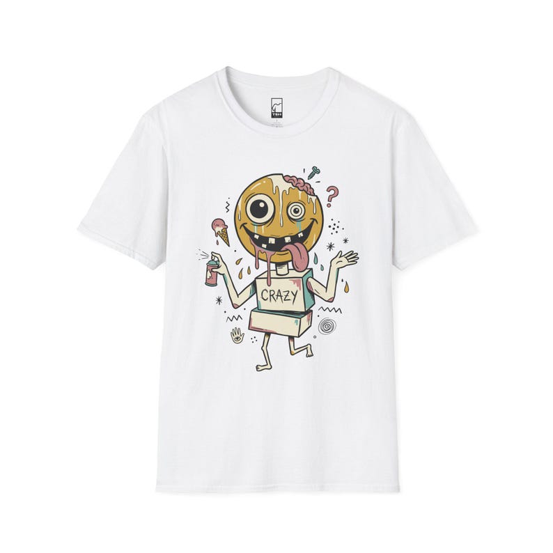 Crazy Drip Smiley T-Shirt | Weirdcore Streetwear Graphic Tee, Y2K Grunge Unisex Shirt White