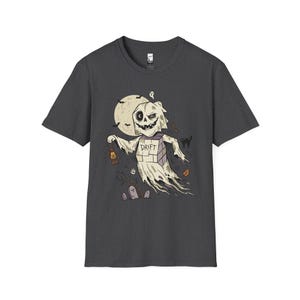 Unisex-Geister-T-Shirt | Vintage-Halloween-Print | Gruseliges Friedhofs-T-Shirt | Retro-Geister-T-Shirt Dark Heather