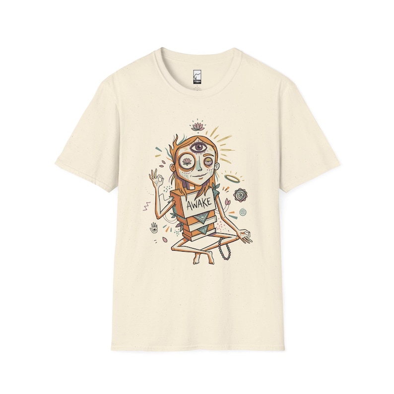 Psychedelic Third Eye T-Shirt | Spiritual Meditation Graphic Tee Natural