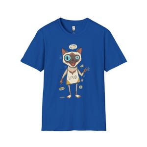 Camiseta de gato siamés ruidoso / Camiseta gráfica divertida de felino parlanchín, camiseta "3 AM Meow" Royal