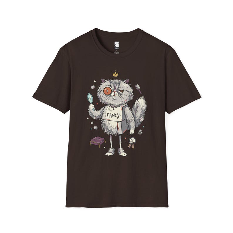 Persian Cat T-Shirt | Bougie Feline Graphic Tee, Cat Royalty Unisex Shirt Dark Chocolate