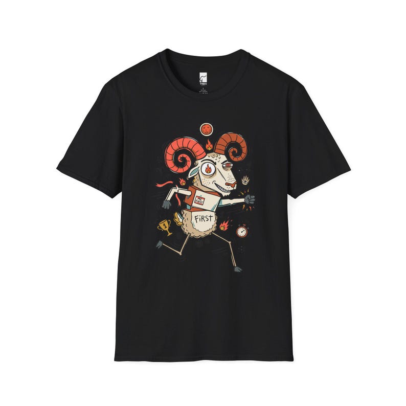 Aries Ram Graphic Tee | Funny Zodiac Astrology Unisex Shirt Black