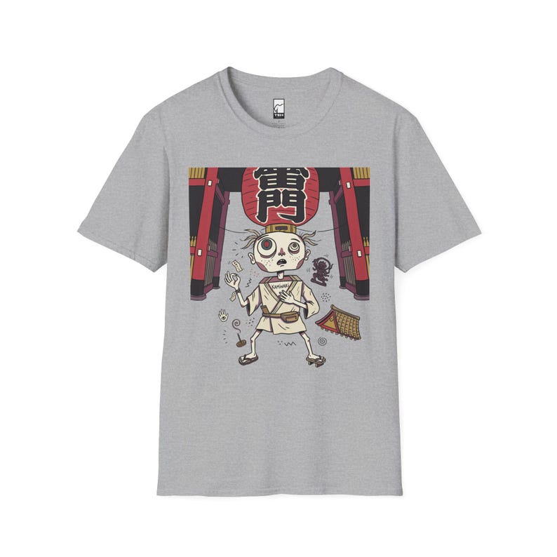 Tokyo Graphic Tee | Quirky Japanese Lantern Character Unisex Shirt Sport Grey