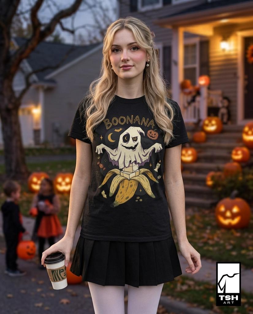 Funny Ghost Banana Shirt | Boonana Halloween T Shirt | Cute Spooky Pun Tee | Pumpkin Moon Graphic Tee | Vintage Halloween Tee | Unisex Gift