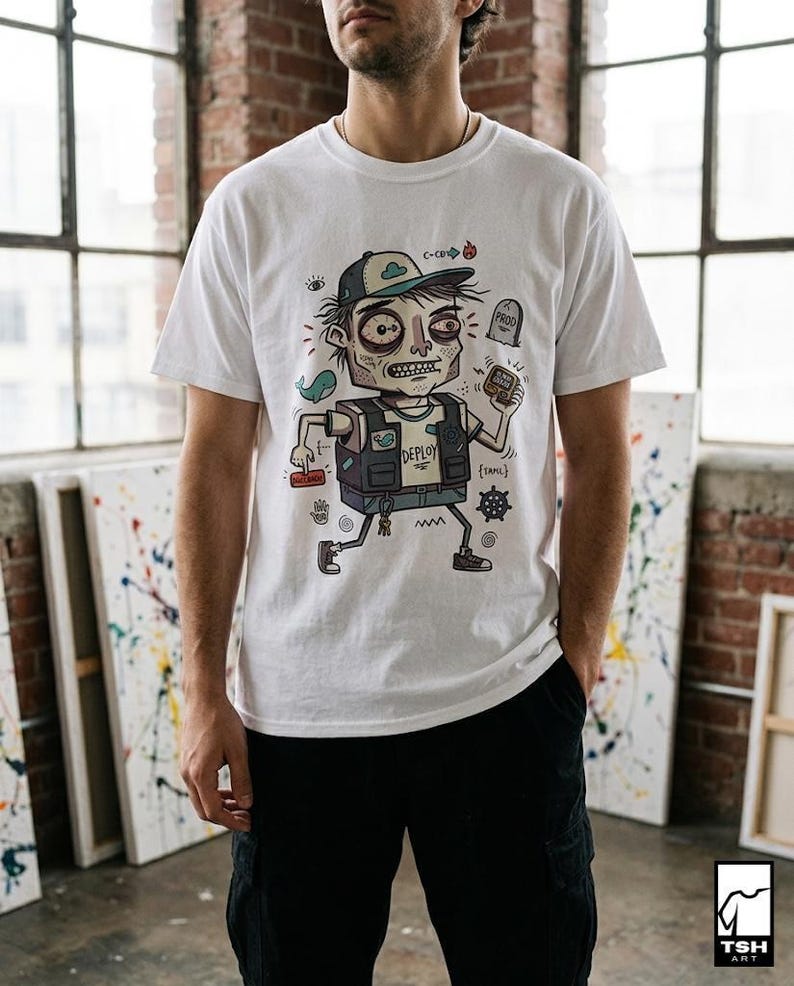 DevOps Engineer T-Shirt | Funny CI CD Deploy Graphic Tee, Kubernetes Docker Unisex Shirt, Sysadmin Coder Gift