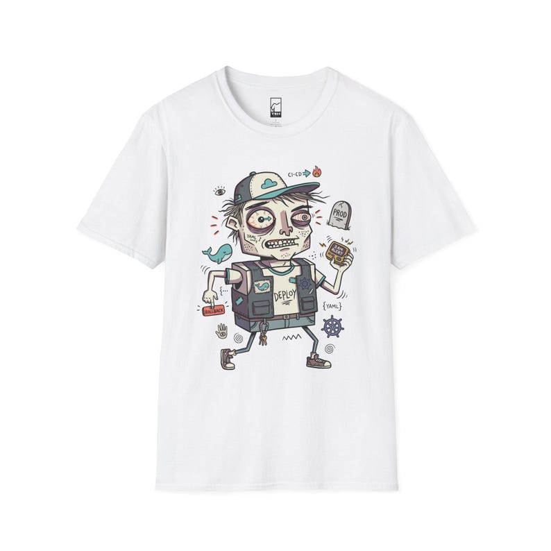 DevOps Engineer T-shirt | Rolig CI CD Deployment Graphic Tee, Sysadmin Coder T-shirt White