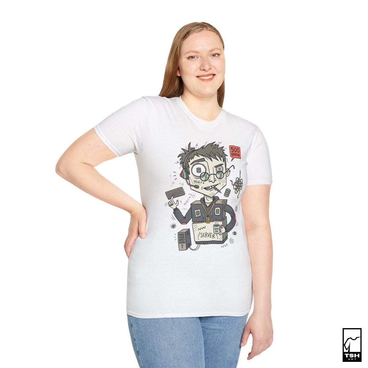 Backend Developer T-Shirt | Funny Server Error Graphic Tee, API SQL Programmer Unisex Shirt, Coder Gift