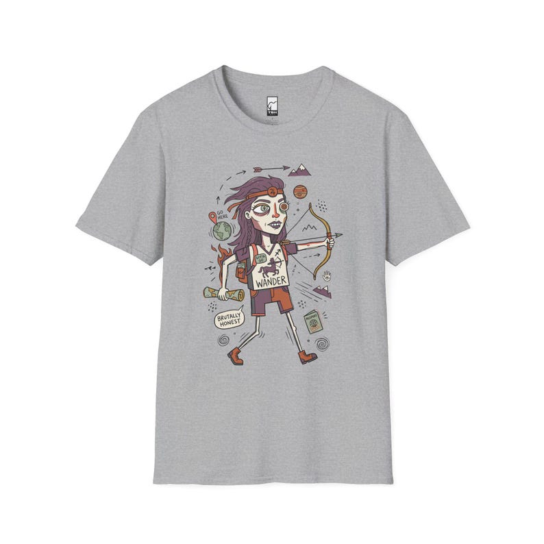 Schütze T-Shirt | Lustiges Sternzeichen Grafik T-Shirt, Fernweh Astrologie Unisex Shirt, Schütze Geburtstagsgeschenk Sport Grey