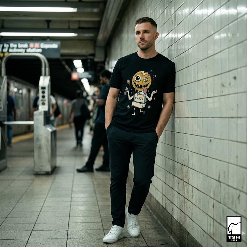 Crazy Drip Smiley T-Shirt | Weirdcore Streetwear Graphic Tee, Y2K Grunge Unisex Shirt