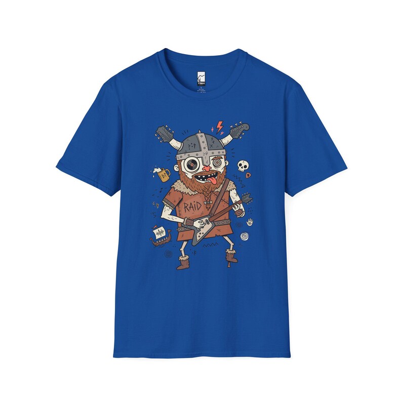 Viking Rocker T-Shirt | Norse Heavy Metal Graphic Tee, Guitarist Unisex Shirt Royal