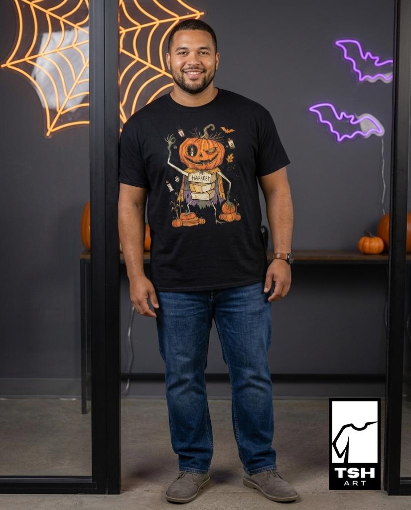 Unisex Pumpkin T-Shirt | Jack O Lantern Print | Fall Harvest Graphic Tee | Spooky Pumpkin T-Shirt