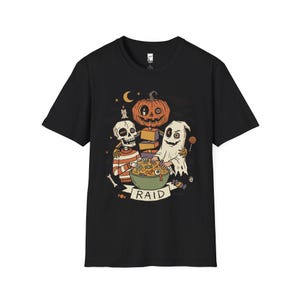 Vintage Halloween Shirt | Skeleton Ghost T Shirt | Spooky Candy Bowl Tee | Pumpkin Trick Or Treat Tee | Retro Spooky Tee | Unisex Gift Black