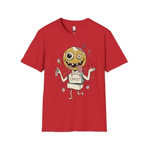 Crazy Drip Smiley T-Shirt | Weirdcore Streetwear Graphic Tee, Y2K Grunge Unisex Shirt Red