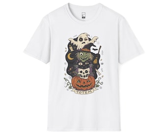 Halloween Witch Shirt | Black Cat Ghost Tee | Jack O Lantern Graphic Tee | Creepy Skull T Shirt | Retro Spooky Season Tee | Unisex Gift