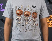Dancing Pumpkin Skeletons T-Shirt | Halloween Jack-o'-Lanterns