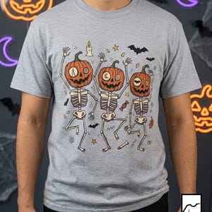 Dancing Pumpkin Skeletons T-Shirt | Halloween Jack-o'-Lanterns