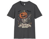 Scream Skeleton Halloween Shirt | Pumpkin Rocker T Shirt | Metal Horror Tee | Retro Fall Concert Top | Gothic Rock Clothes | Unisex Gift