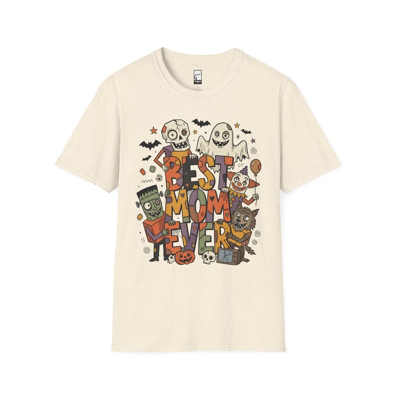 Bästa mamma någonsin Halloween-tröja | Spooky Mama T-shirt | Söt monstergrafik-tröja | Skräckmamma hösttopp | Retro läskiga kläder | Unisex present Natural