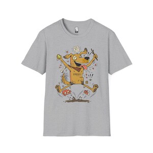 Happy Dog T-Shirt | Funny Good Boy Graphic Tee, Dog Lover Gift Sport Grey