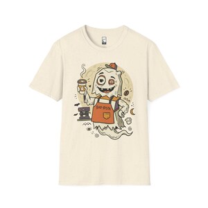 Halloween Ghost Coffee Shirt | Funny Barista Graphic Tee | Boo Rista T Shirt | Spooky Season Coffee Tee | Vintage Spooky Tee | Unisex Gift Natural