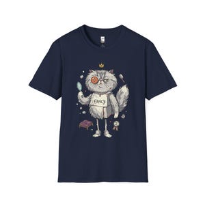 Persian Cat T-Shirt | Bougie Feline Graphic Tee, Cat Royalty Unisex Shirt Navy
