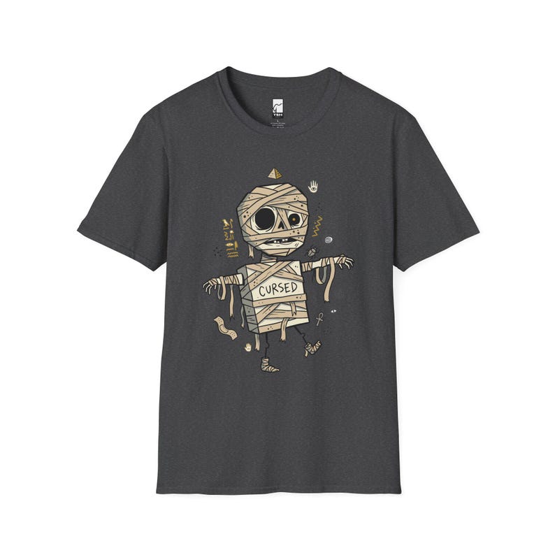 Camiseta de momia / Camiseta gráfica divertida de Halloween con temática egipcia maldita Dark Heather