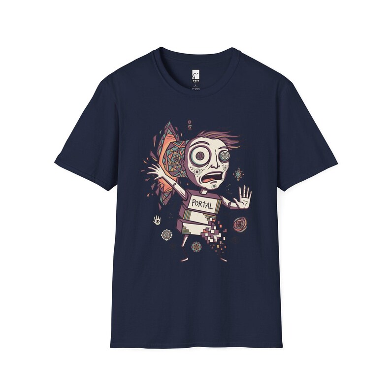 Psykedelisk T-shirt | DMT Portal Graphic Tee, Trippy Hyperspace Unisex-tröja, Helig geometri-present till honom Navy
