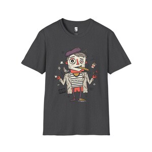 Paris Melancholie T-Shirt | French Ennui Graphic Tee, Parisian Illustration Unisex Shirt Dark Heather