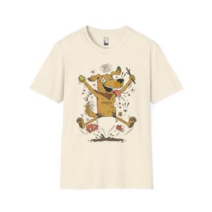 Happy Dog T-Shirt | Funny Good Boy Graphic Tee, Dog Lover Gift Natural