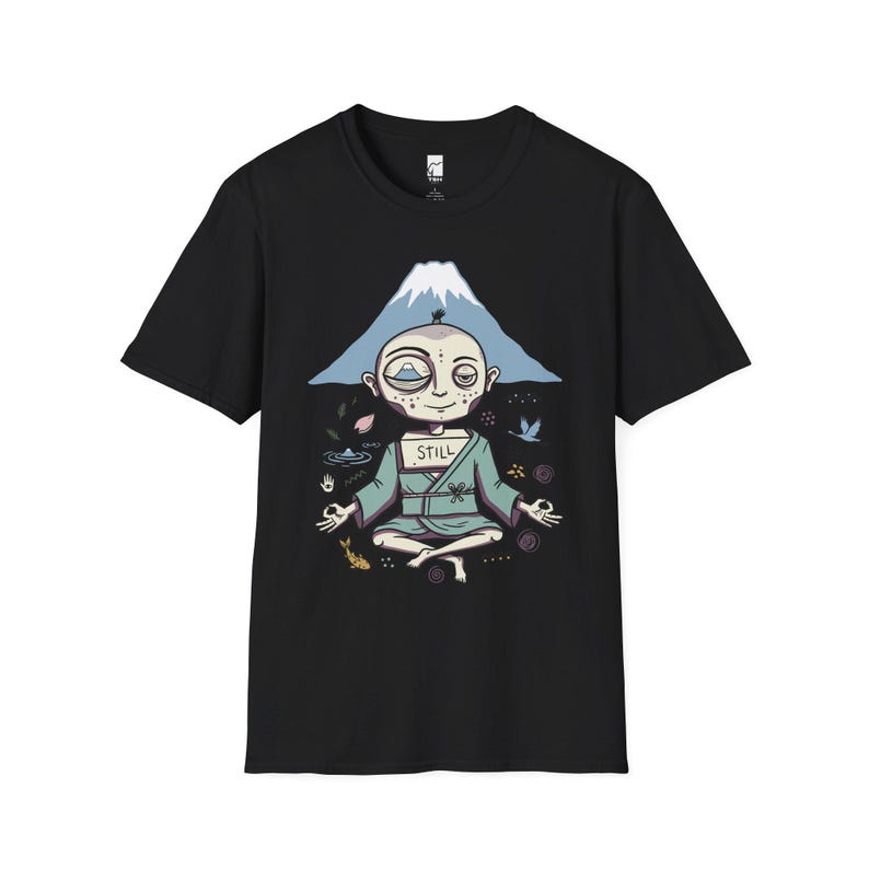 Zen Meditation Graphic Tee | Funny Mount Fuji Unisex Shirt, Japan Gift Black