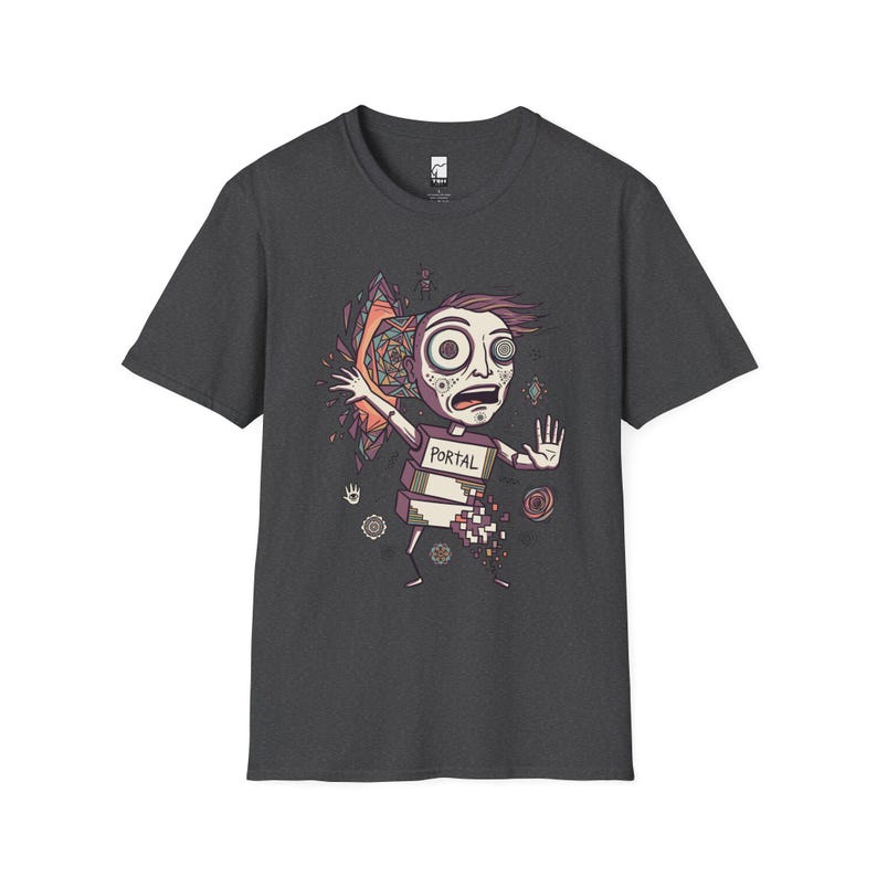 Psykedelisk T-shirt | DMT Portal Graphic Tee, Trippy Hyperspace Unisex-tröja, Helig geometri-present till honom Dark Heather