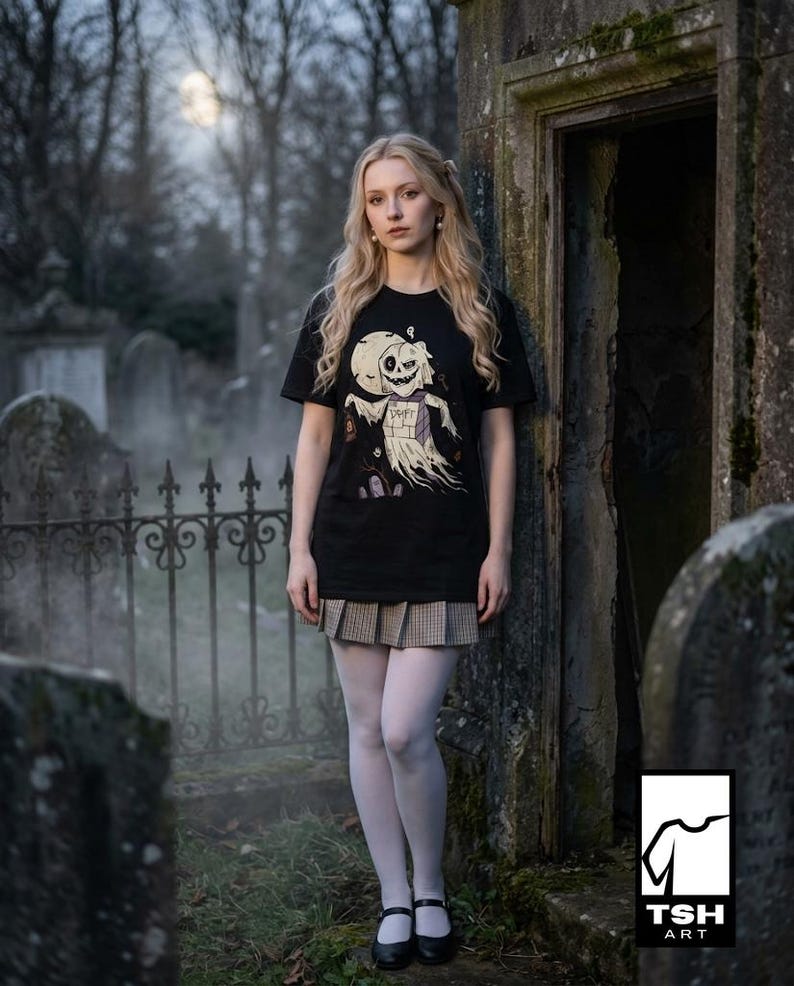 Unisex Ghost T-Shirt | Vintage Halloween Print | Spooky Graveyard Graphic Tee | Retro Ghost T-Shirt