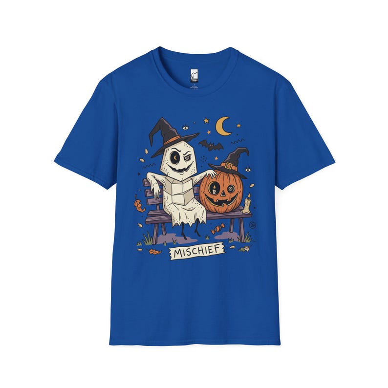 Niedliches Geister-Kürbis-Shirt | Halloween-T-Shirt mit Hexenhut | Gruseliges Grafik-T-Shirt | Herbst-T-Shirt für beste Freunde | Retro-Grusel-T-Shirt | Unisex-Geschenk Royal