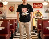 Fuzzy Peach T-Shirt | Lazy Morning Graphic Tee, Sleepy Coffee Lover Unisex Shirt