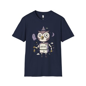Dreamy Owl T-Shirt | Whimsigoth Graphic Tee, Mystical Unisex Shirt, Reader Gift Navy