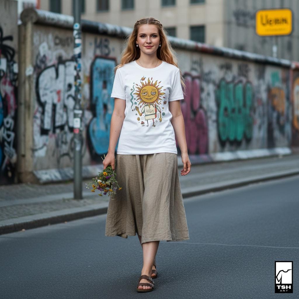 High Sun T-Shirt | Funny 420 Stoner Graphic Tee, Trippy Celestial Unisex Shirt, Stoner Lover Gift