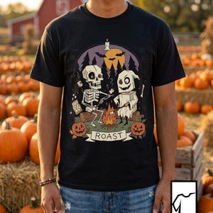 Skeleton Roast Halloween Shirt | Ghost Campfire Tee | Funny Marshmallow T Shirt | Spooky Smores Graphic Tee | Retro Fall Tee | Unisex Gift
