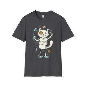 Turkish Van Cat Swimming Graphic Tee | Funny Water Loving Unisex Shirt Dark Heather