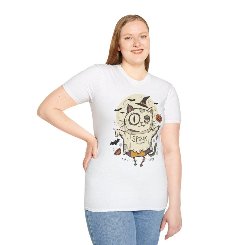 Halloween Cat Ghost Shirt | Funny Witch Cat Tee | Spooky Season Graphic T Shirt | Trick or Treat Costume Top | Cat Mom Gift | Fall Tee image 18