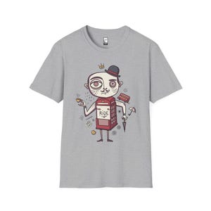 London T-Shirt | British Gentleman Phone Box Graphic Tee, Unisex Shirt Sport Grey