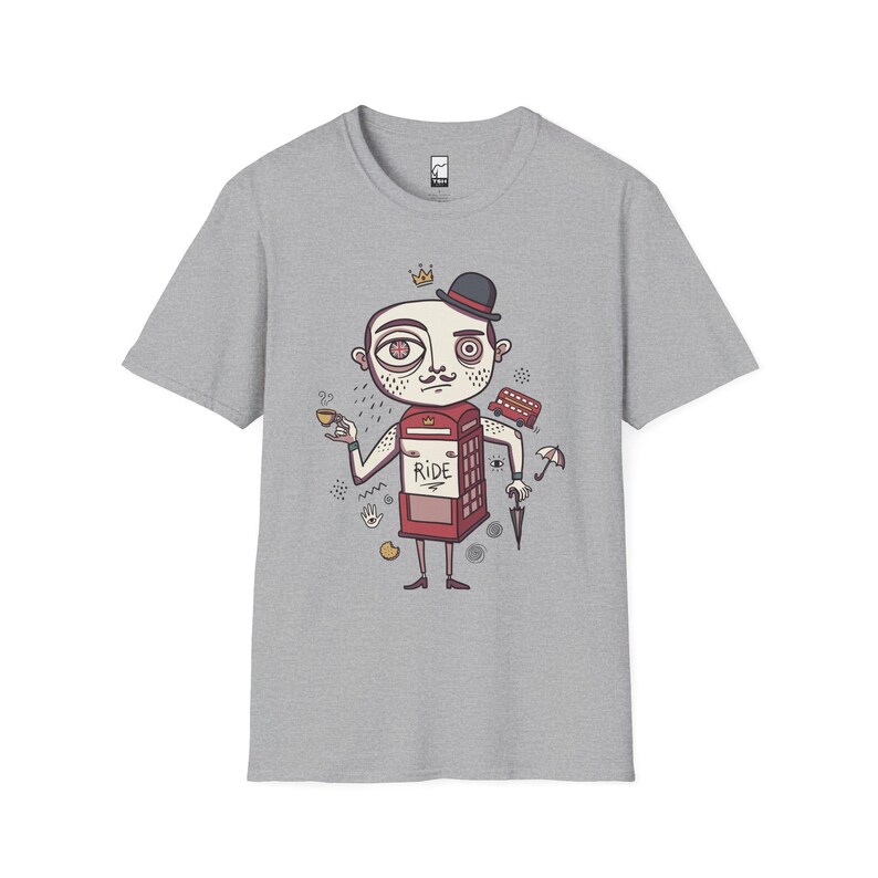 London T-Shirt | British Gentleman Phone Box Graphic Tee, Unisex Shirt Sport Grey
