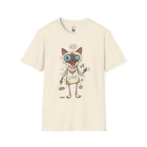 Camiseta de gato siamés ruidoso / Camiseta gráfica divertida de felino parlanchín, camiseta "3 AM Meow" Natural