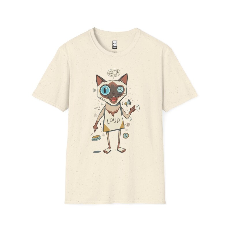 Camiseta de gato siamés ruidoso / Camiseta gráfica divertida de felino parlanchín, camiseta "3 AM Meow" Natural