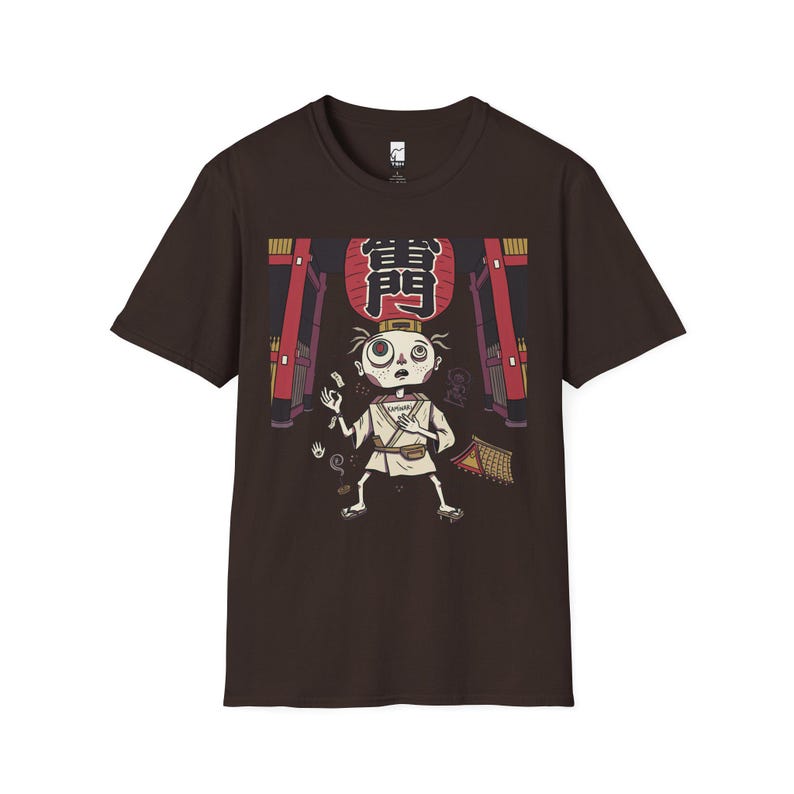 Tokyo Graphic Tee | Quirky Japanese Lantern Character Unisex Shirt Dark Chocolate