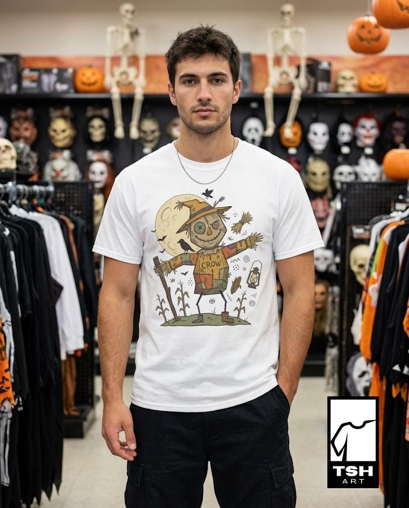 Unisex Scarecrow T-Shirt | Funny Halloween Print | Autumn Harvest Graphic Tee | Spooky Scarecrow T-Shirt