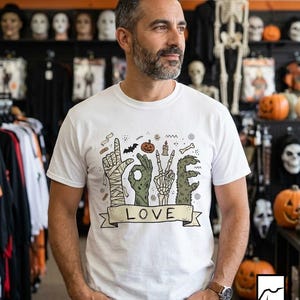 Halloween Love Shirt | Monster Hands T Shirt | Spooky Skeleton Hand Tee | Zombie Mummy Graphic Tee | Cute Creepy Fall Tee | Unisex Gift