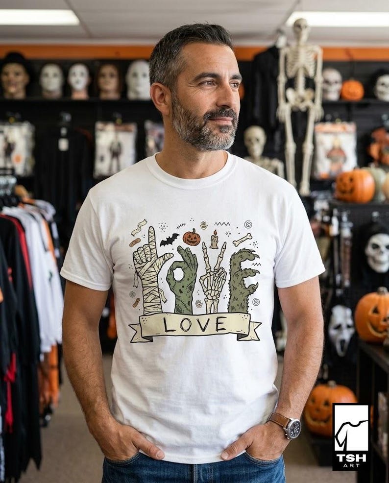 Halloween Love Shirt | Monster Hands T Shirt | Spooky Skeleton Hand Tee | Zombie Mummy Graphic Tee | Cute Creepy Fall Tee | Unisex Gift