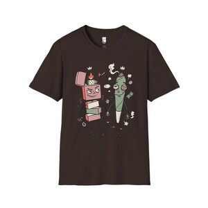 Stoner Buddies T-Shirt | Funny 420 Graphic Tee, Smoke Buddy Unisex Shirt, High Vibes Stoner Gift Dark Chocolate